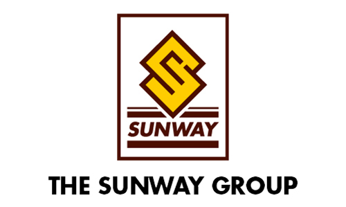 Sunway Group’s first logo. With a yellow ”S” on a dark brown Sunway wordings inside a brown box. With ”The Sunway Group” written at the bottom outside the box
