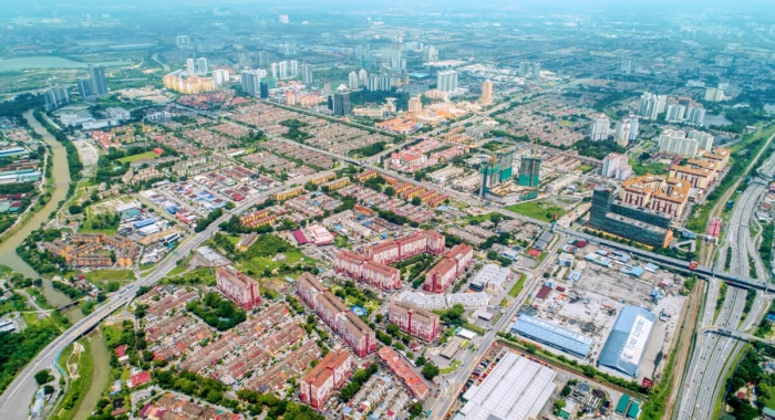 A current overview shot of Sunway City Kuala Lumpur in 2022, brimming with life and greeneries.