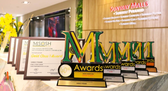A line of MSOSH Awards at the Sunway Malls office