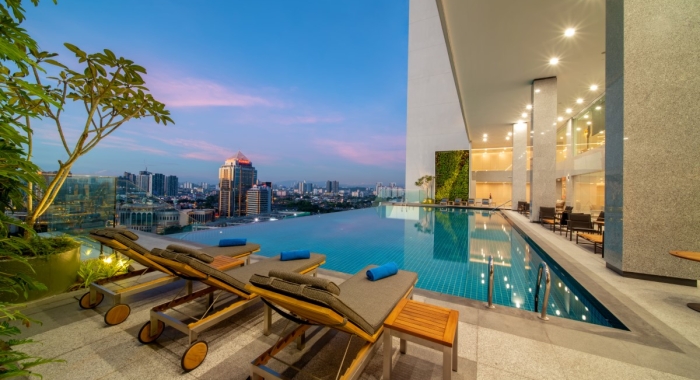 A view of Sunway Sanctuary’s infinity pool overlooking Sunway City Kuala Lumpur.