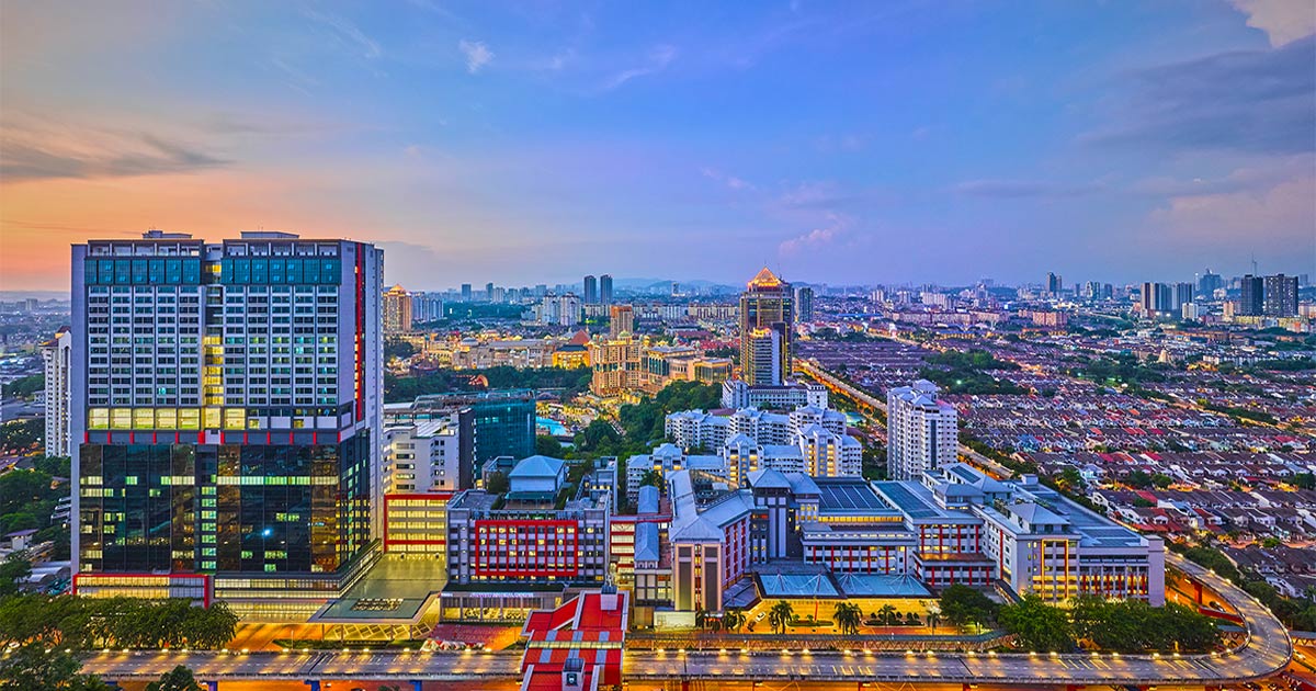 Drone shot of Sunway Medical Centre at Sunway City Kuala Lumpur