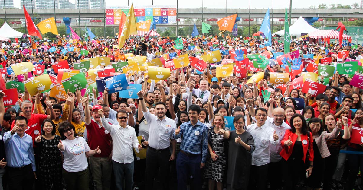 A group photo of Sunway’s commitment to the UN-SDGs