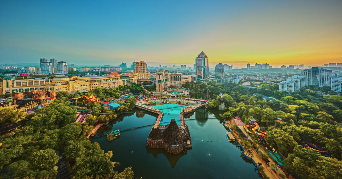 Aerial view of Sunway City Kuala Lumpur