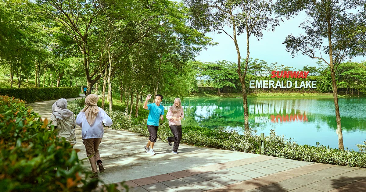People jogging at the Sunway Emerald Lake at Sunway City Iskandar Puteri in Johor