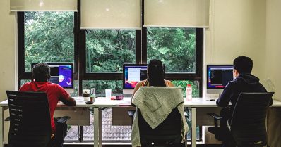 Students working on their projects