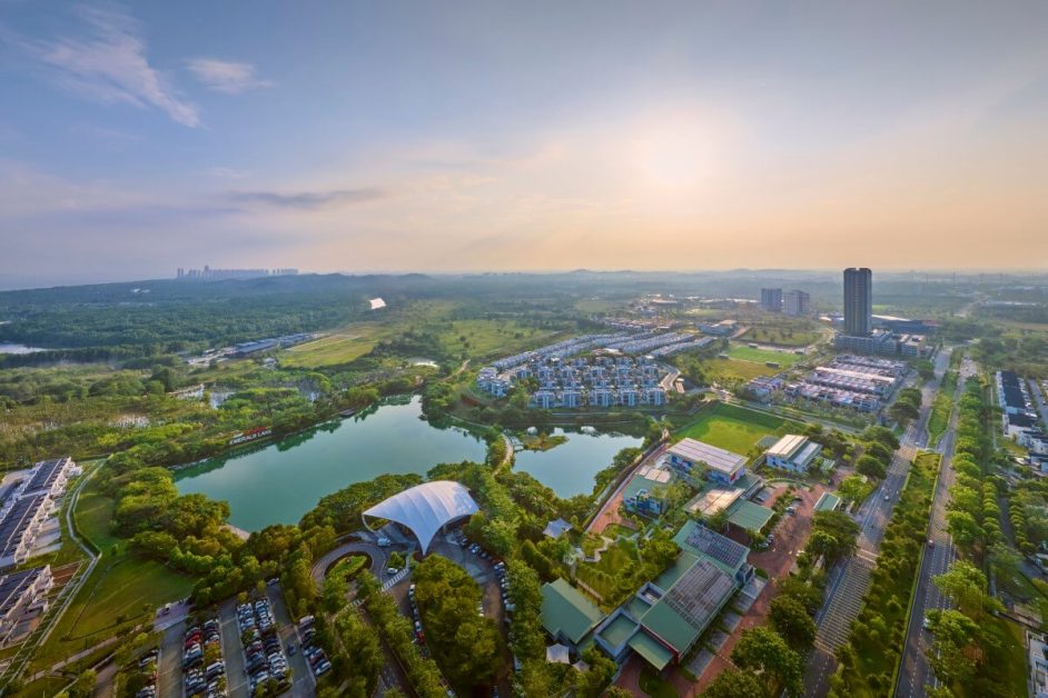 Drone shot of Sunway City Iskandar Puteri
