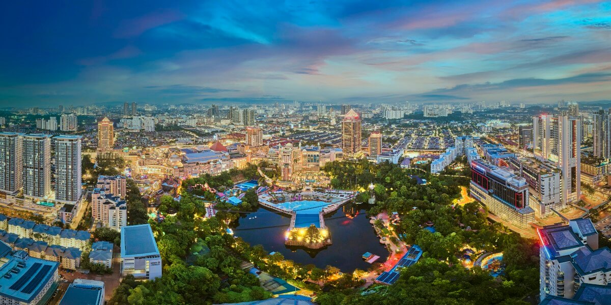Dusk shot of Sunway City Kuala Lumpur