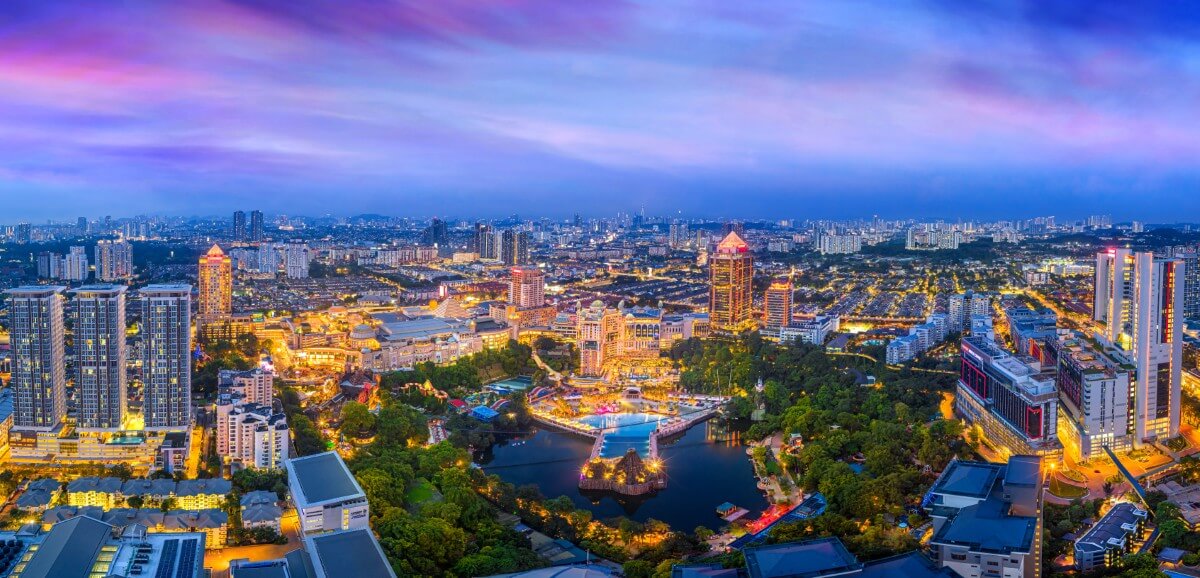 Drone shot of Sunway City Kuala Lumpur