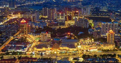 Night shot of Sunway City Kuala Lumpur